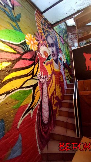 pintura mural Frida Kahlo Mexicano restaurante clot